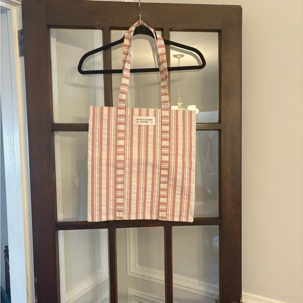 Sezane Striped Red and Cream Cotton Tote Bag